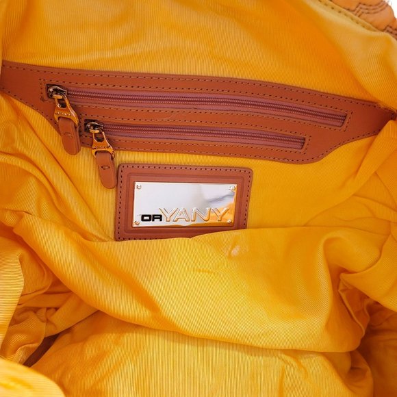 ORYANY Yellow Quilted Fabric Tote Handbag with Leather Accents DH554 - Picture 12 of 14